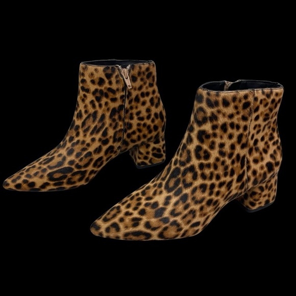 SOLD! Alex Marie Tionna Leopard Haircalf Block Heel Booties NWT - Picture 7 of 13